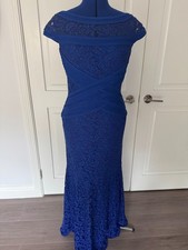 Tadashi Shoji Women Lace overlay gown. Size 10. Blue. Stretch. Mermaid style