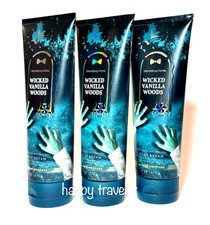 Lot of 3 Bath  Body Works WICKED VANILLA WOODS Body Cream 8 oz NEW