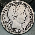 1903 Barber Quarter 25C Liberty Head Ungraded Choice 90% Silver US Coin CC28484