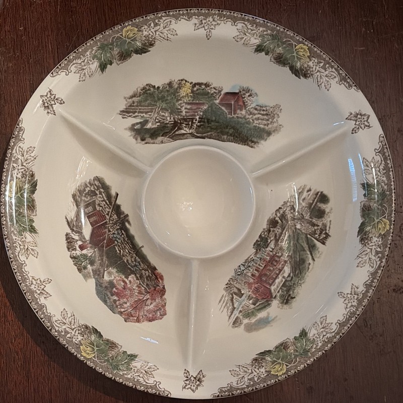 Friendly Village  Ceramic Divided Chip & Dip Platter