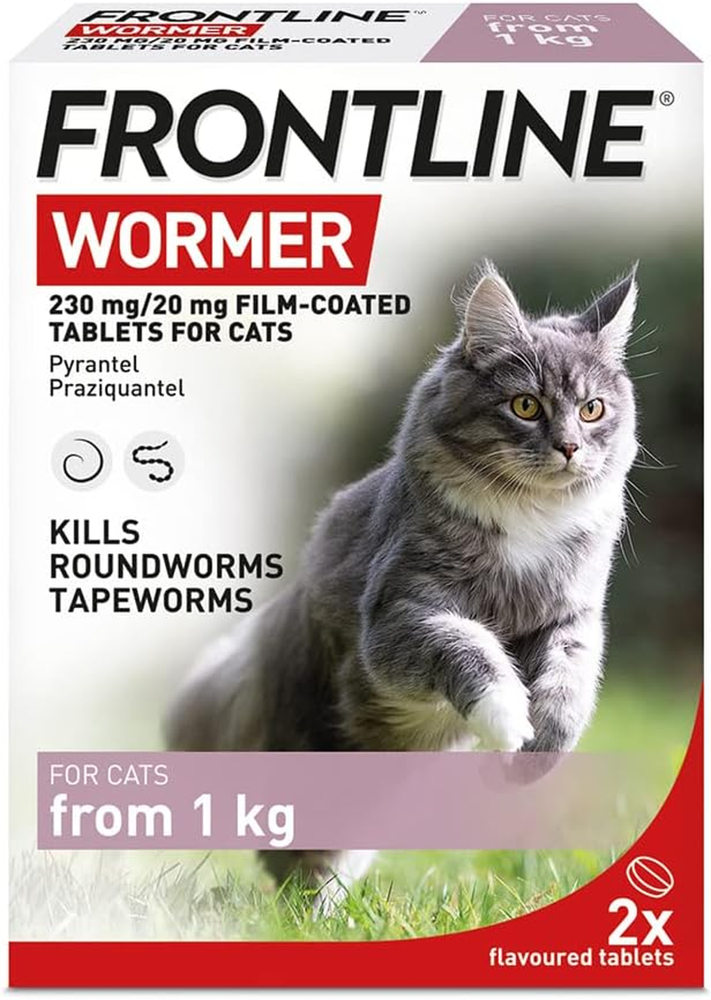 FRONTLINE WORMER Cat Worming Treatment Kills Worms From 1 KG 2 Tablets UK