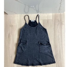 Ces Femme Dress Womens S Black Acid Wash Racer Back Sleeveless Made in USA Mini
