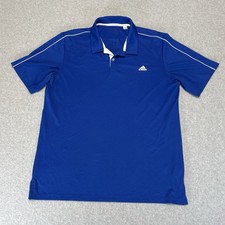 Adidas Polo Shirt Mens Large Blue Athletic Golf Performance Lightweight Logo