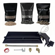 Americangaslos 18"-24" Burner Pan with Valve Remote for Gas Fireplace Gas