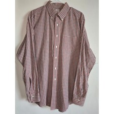 Brooks Brothers Makers Mens 17-5 Red White Blue Tattersall Check Shirt USA Made