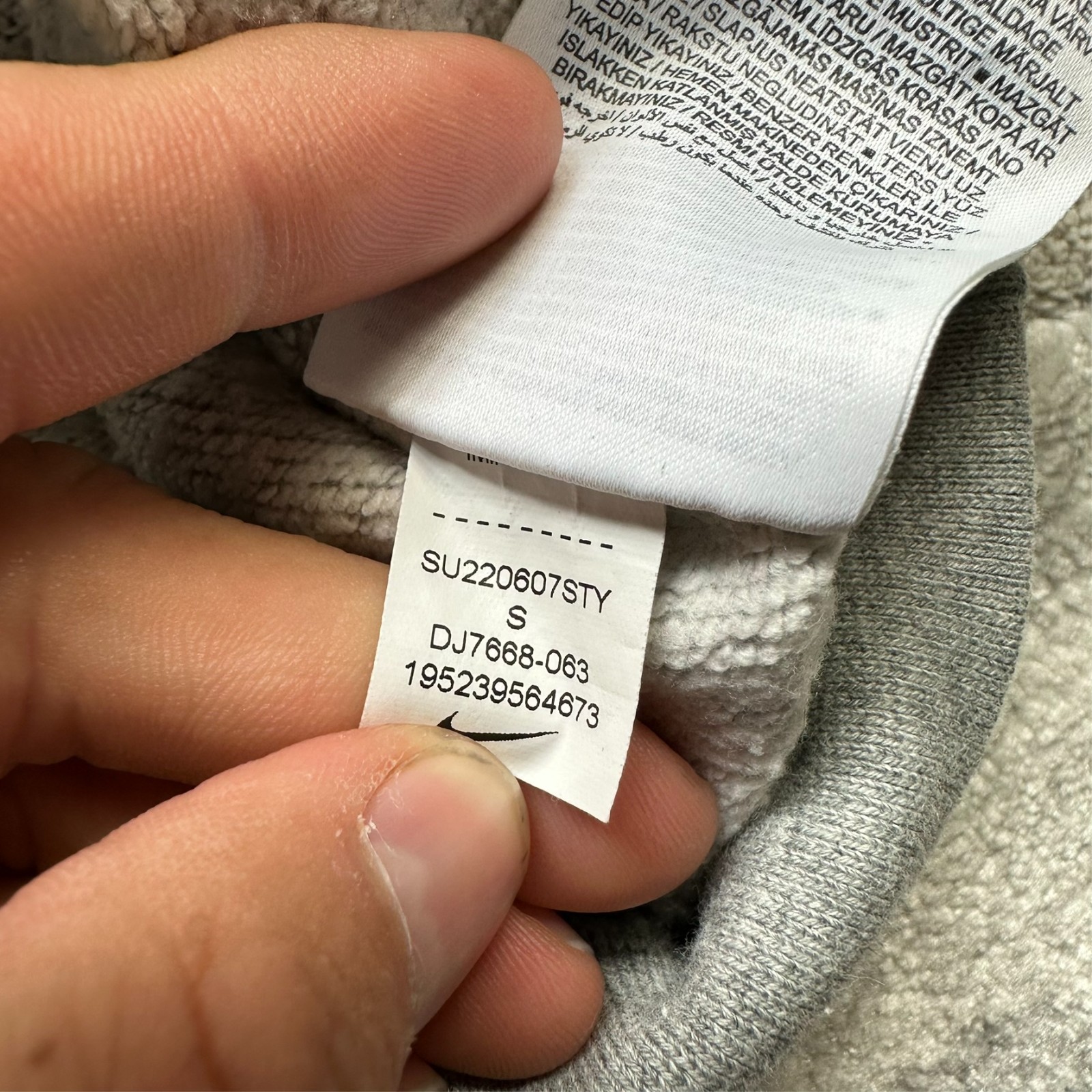 Vintage Nike Heather Grey Mini Centre Swoosh Size Small Pullover Fleece Hoodie image 4