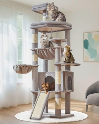 Taoqimiao 72 Inches Cat Tree for Large Cats, MultiLevel Tall Cat Tower, Widen...