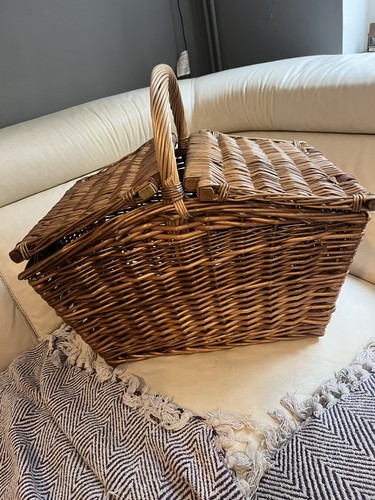 Fortnum And Mason Basket Large F&M Genuine Wicker Hamper Huntsman Picnic Brown. - Picture 7 of 14