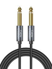 CableCreation 1/4 Instrument Guitar Cable 10FT/3M , Nylon Braid 6.35mm Grey