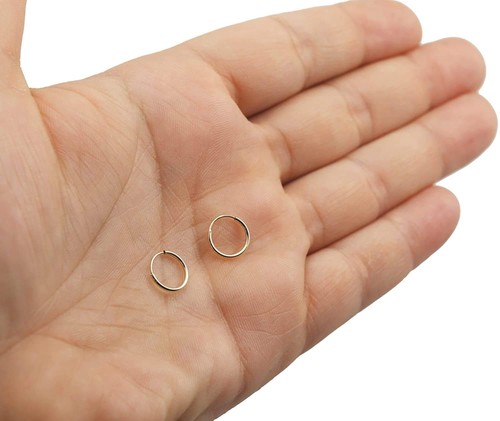 14k Gold Small Endless Hoop Earrings for Ears, Cartilage, Nose or Lips, 10mm - 第 5/7 張圖片