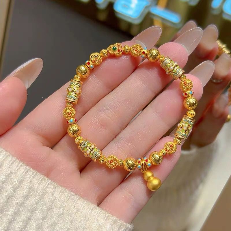 Gold Plated Gourd Bead Bracelet Women Chinese Style Gift | eBay