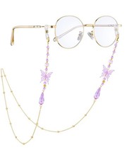 Butterfly Eyeglass Chain for Women - Purple Elegant Glasses Holder Necklace w...