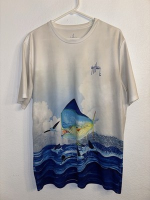 Guy Harvey Men's Mahi Mahi Short Sleeve Sun Protection Shirt Bright White