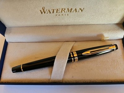 Waterman Expert,  Füllfederhalter Feder M,  Lackschwarz GC,  In Geschenkbox, Neu
