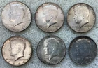 LOT OF 6. 1964 KENNEDY HALF DOLLARS - 90% Silver