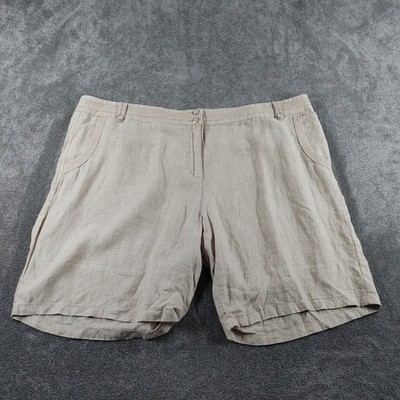Debenhams Shorts Womens UK 20 Beige Linen Summer Casual Coastal Lightweight