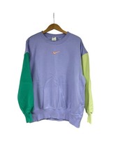 Nike Phoenix Fleece Crew Neck Sweatshirt Colorblock Purple Green Womens M