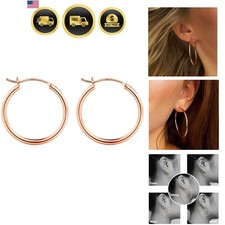 Gold Plated Hoop Earrings for Women - Hypoallergenic 14K Gold Plated Hoops Ea...