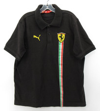 Puma Ferrari Polo Shirt Men Large Black Scuderia Racing Team Crest Pullover