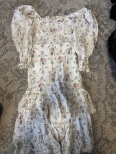 (ZIPPER BROKE) LoveShackFancy Womens Toulon Vanilla Kisses Midi Dress Ruffle