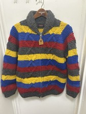 VTG Canadian Sweater Knit Cowichan Cardigan Border Wool Hand Knit Men's Japan