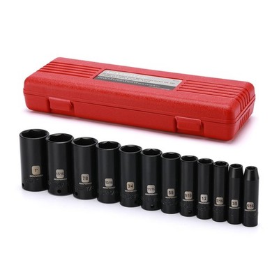 MIXPOWER 12 Pieces 3/8-Inch Drive Deep Impact Socket Set, 5/16'' - 1'' (Deep) 