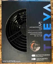 Treva 5" 2-Speed Desktop Portable Small Fan Battery USB Adapter Black/Woodgrain