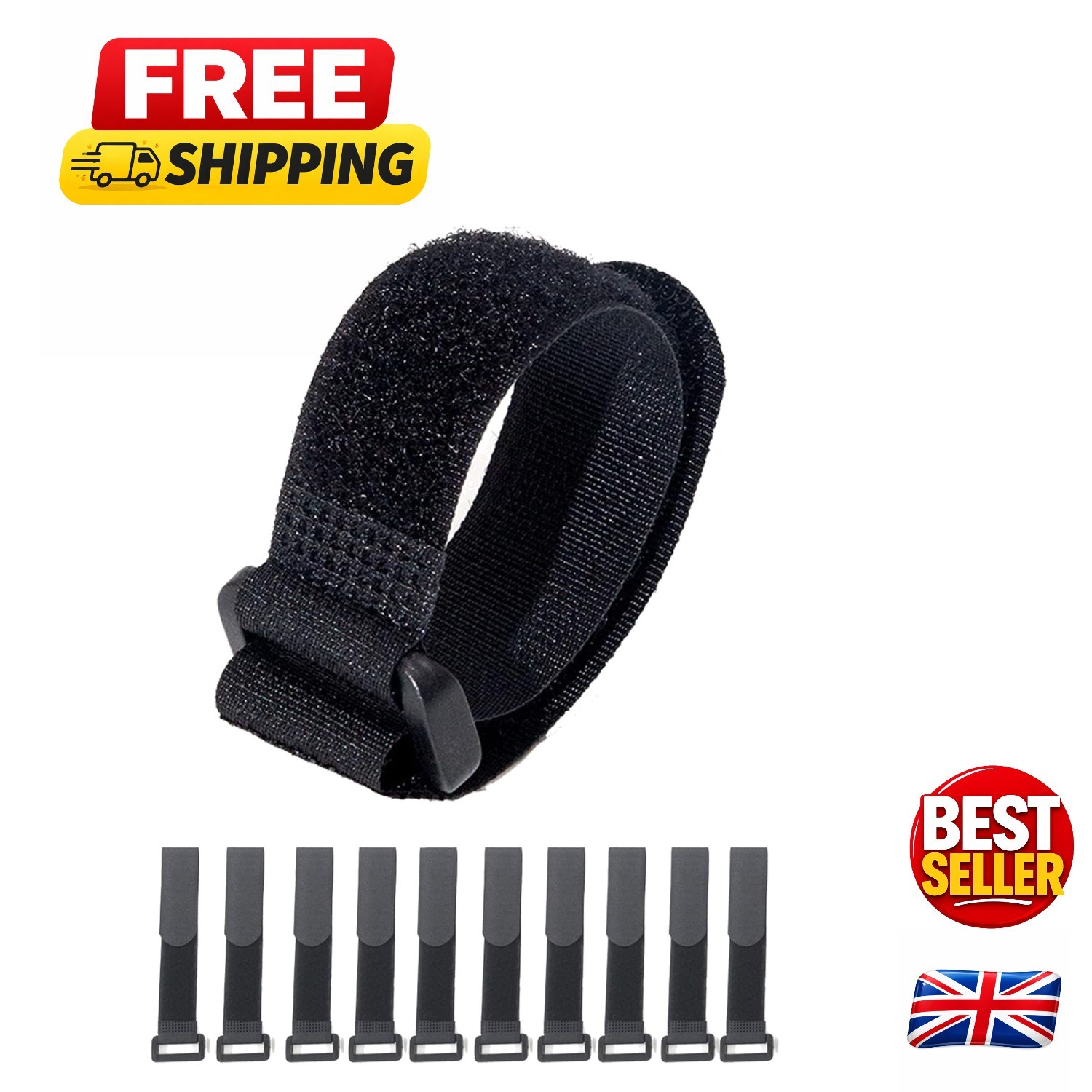 Organize Your Cables with  Hook and Loop Cable Straps - Pack of 10