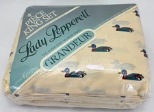 Vintage New Lady Pepperell 4 Piece King Set USA Hunters Decoy Mallard Ducks