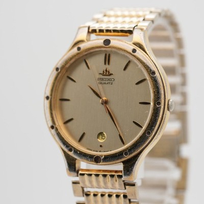 Seiko Galaxy 5Y32-6A00 Gold Tone Dress Watch 32mm Date Quartz