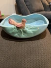 Vintage 1940's McCoy "Bird Bath" Turquoise Blue Bowl/ Planter With Cardinal
