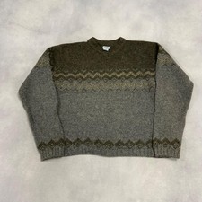 Vintage Knitted Jumper Abstract Patterned Grandad Knit Sweater Men's L