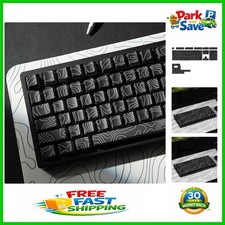 Customizable Black Topographic Keycap Set - Ergonomic Cherry Profile, 130 Keys