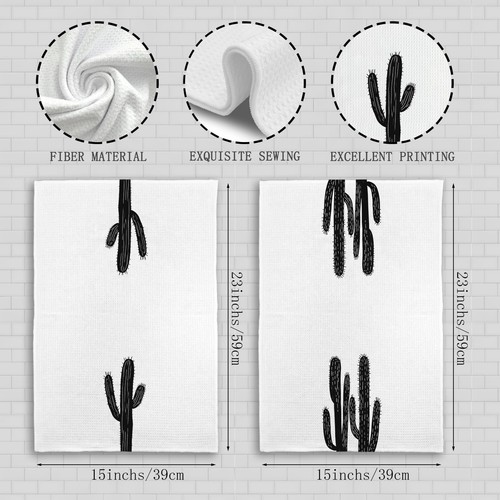 Western Cactus Set di 2 Asciugamani da Cucina, Cactus Decor Asciugamani per Bagno... - Foto 7 di 7