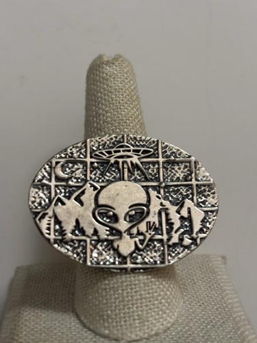 Sterling Silver Alien UFO Ring Adjustable 7-9.5 NEW | eBay