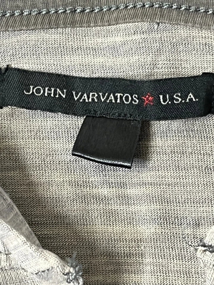 John Varvatos Jersey Hombre Medio Gris Brezo Fino Algodón Ligero Lujo Cordón Foto 4 de 4
