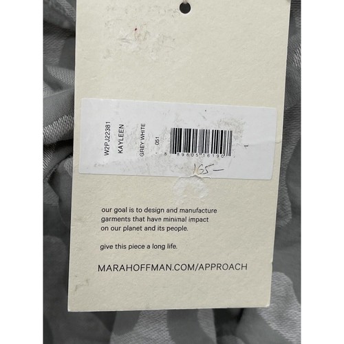 NUEVO CON ETIQUETAS Mara Hoffman Kayleen Falda Bolsa de Papel Estampado Abstracto Jacquard Gris Blanco L - Imagen 9 de 12