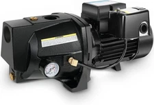 1/2HP Shallow/Deep Well Jet Pump, Cast Iron, 25ft/90ft Depth, 115V/230V
