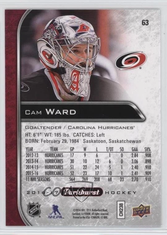 2016-17 Upper Deck Parkhurst Red Cam Ward #63 - Image 2 of 2