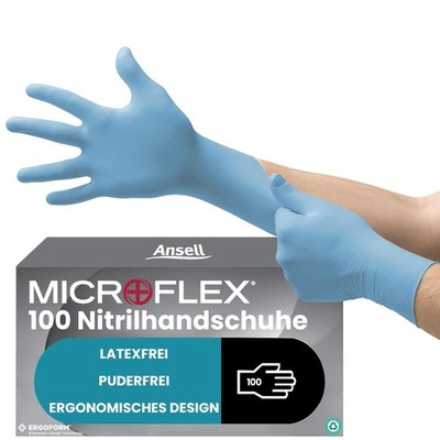 Nitrilhandschuhe Ansell Microflex 92-134 puderfrei lebensmittelecht blau M (100