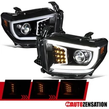 Fit 2014-2021 Toyota Tundra Slick Black Projector Headlights LED Sequential