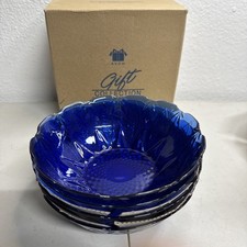 4 Avon Royal Sapphire Cobalt Blue 6 1/4”  Bowls Excellent Made In France