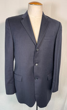 VTG Burberry Dark Blue Navy Blazer 100 Wool Sportcoat Men's Sz 42 L Made in USA