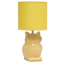 Simple Designs LT1136-DLN 12.8" Contemporary Ceramic Owl Bedside Table Desk Lamp