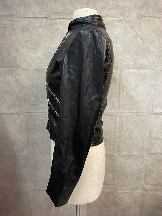 Shein Women's Black Faux Leather Moto Jacket Size 4 | eBay