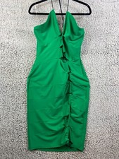 Fashion Nova green bodycon stretchy lace up strappy dress women' size 1XL