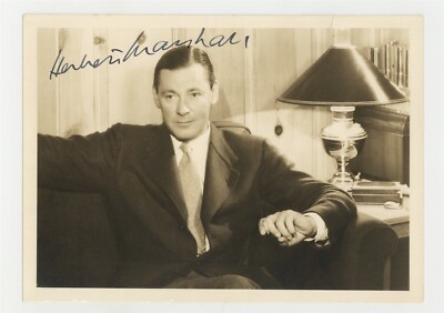 Herbert Marshall 1938 Signed 5x7 British Character Actor Photo Portrait J14239