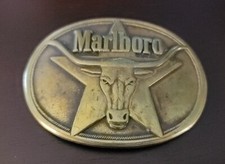 Vintage 1987 Philip Morris Marlboro Belt Buckle Solid Brass