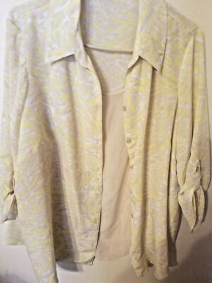 white stag 2 X womens 2 in 1  yellow tan adjustable sleeve polyester fitted tank
