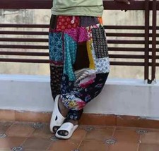 Unisex handmade patchwork boho hippie aladdin harem yoga pants one size women